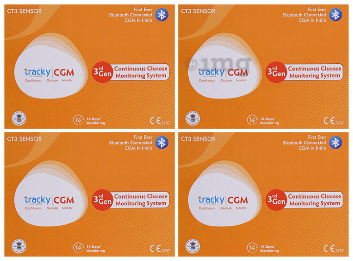 Tracky CGM Sensor For 14-Day Glucose monitoring No Fingersticks | App-Integrated System