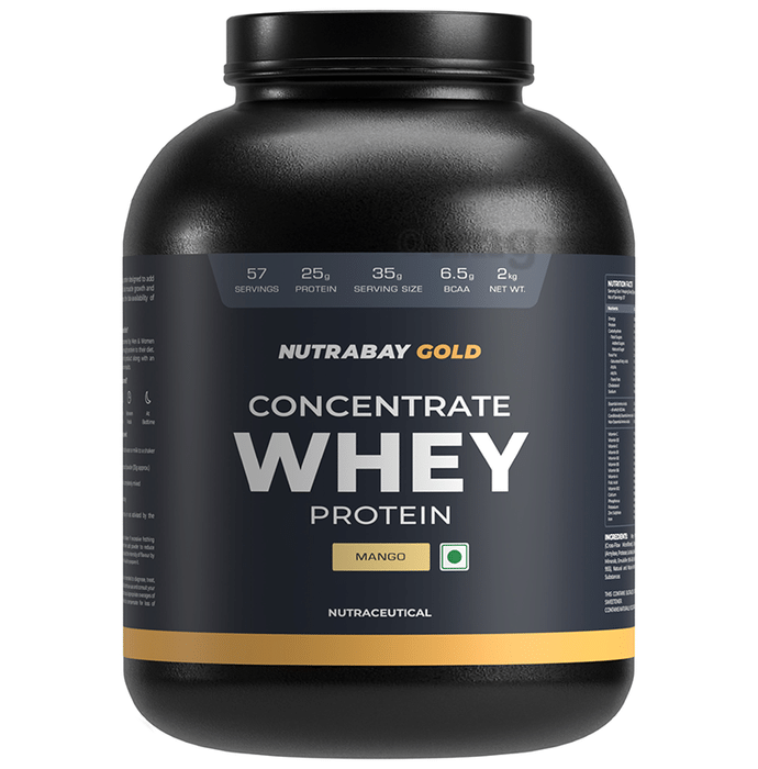 Nutrabay Whey Concentrate Protein for Muscle Recovery | No Added  Powder Mango