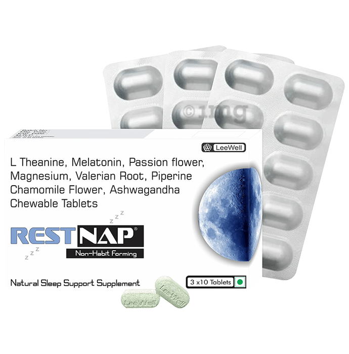 Rest Nap Chewable Sleeping care | Melatonin, Ashwagandha, Chamomile, Passion Flower Deep Sleep Tablet