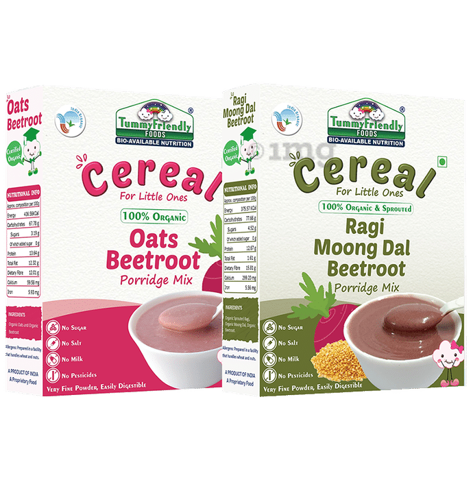 TummyFriendly Foods Cereal Porridge Mix (200gm Each) Oats Beetroot & Ragi Moong Dal Beetroot