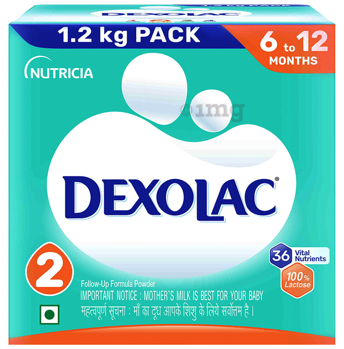 Dexolac nfant Formula Milk Powder for Babies - Stage 2  6 to 12 months with 100% Lactose and 36 Vital Nutrients