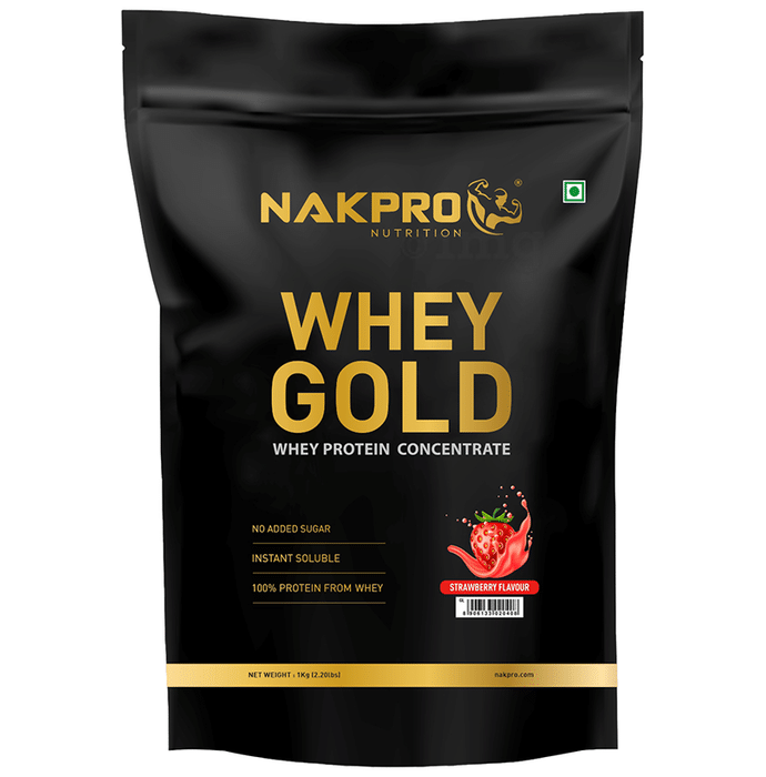 Nakpro Nutrition Whey Protein Gold for Muscle Support | Flavour Strawberry