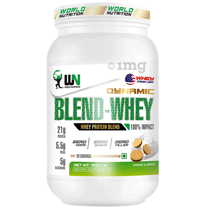 WN World Nutrition Dynamic Blend-Whey Protein Blend Powder Cookies & Cream