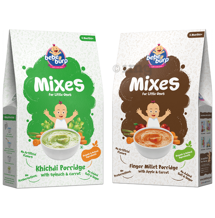 Bebe Burp Combo Pack of 6M+ Mixes Kichdi Porridge and 6M+ Mixes Finger Millet Porridge (200gm Each)