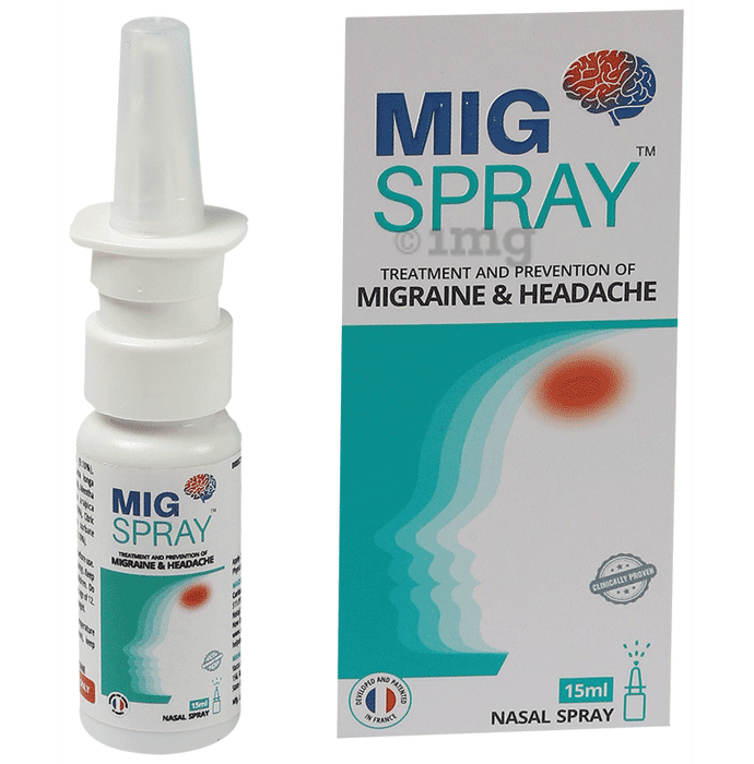 Migspray Instant Migraine Headache Pain Relief, Ayurvedic Nasal Spray with Plant Extracts (15ml Each)