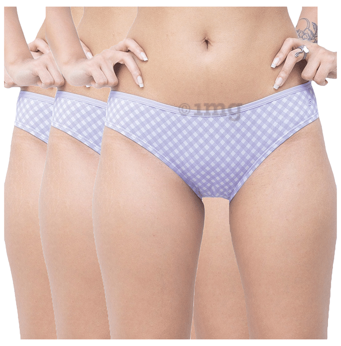 SochGreen Organic Bikni Everyday Undies. Lavender Check XXL