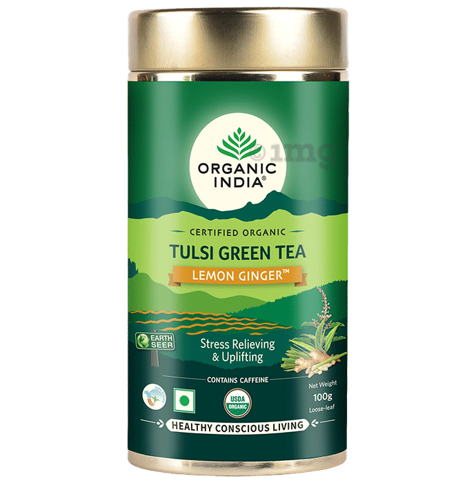 Organic India Lemon Ginger Tulsi Green Tea