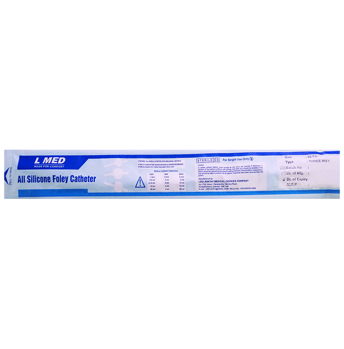 L Med 100% Silicone Foley Ballon 3 Way Catheter 20 FR