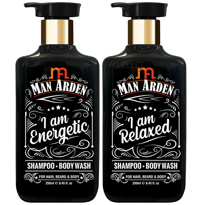 Man Arden Combo Pack of I Am Energetic & Relaxed Shampoo + Body Wash (250ml Each)