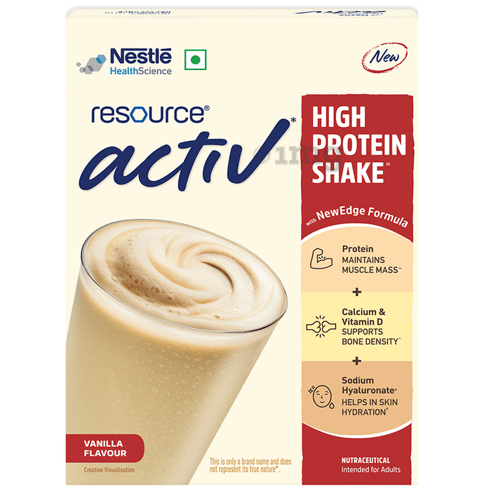 Nestle Resource Activ High Protein Shake Powder with Calcium, Immunonutrients & Hyaluronate, Low GI Vanilla