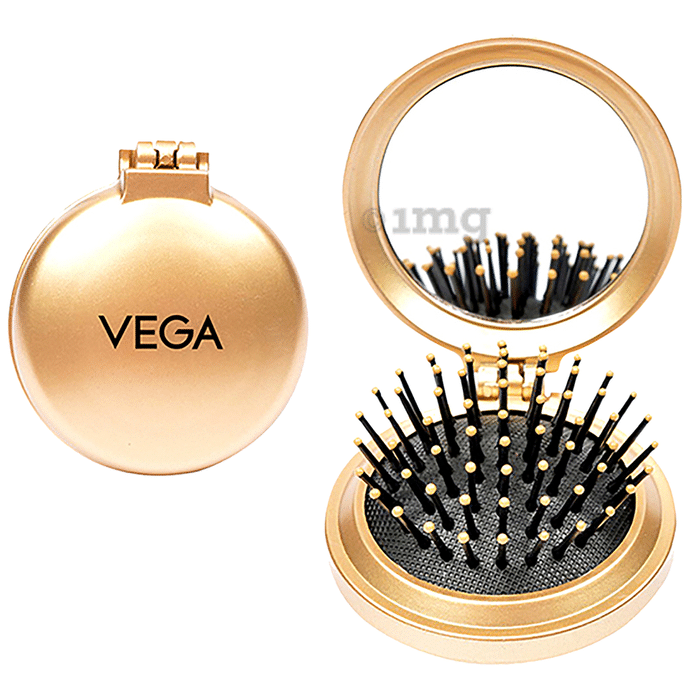 Vega R2 FM Compact Hair Brush with Foldable Mirror