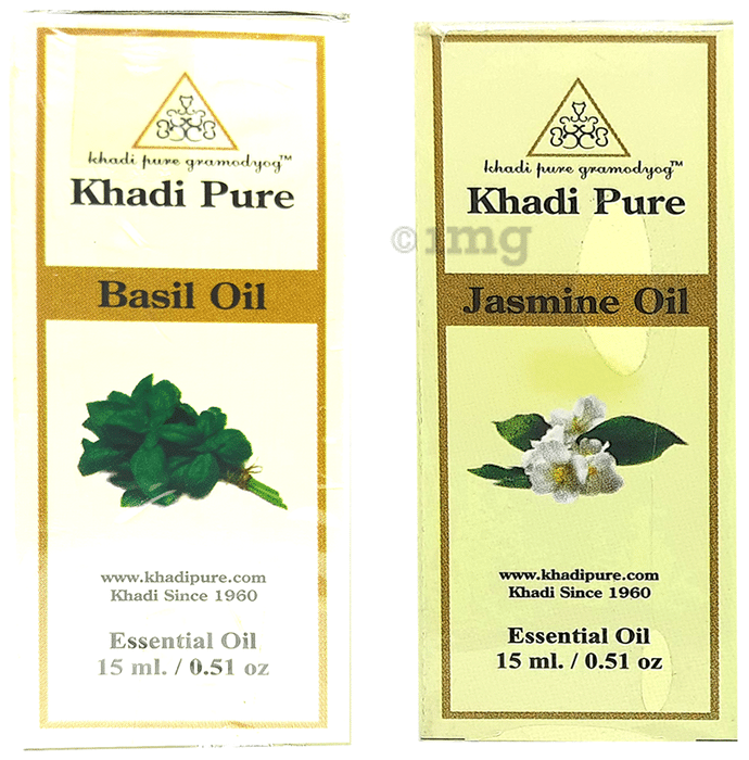 Khadi Pure Combo Pack of Basil Oil & Jasmine Oil (15ml Each)