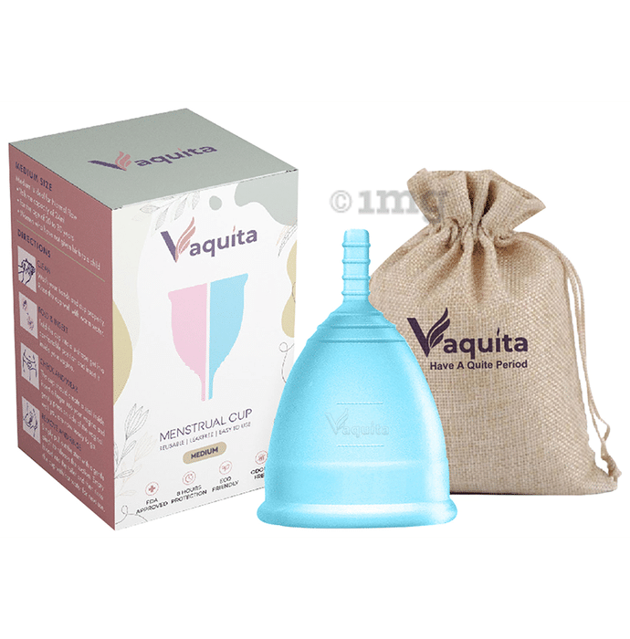 Vaquita Menstrual Cup with Jute Pouch Medium Blue
