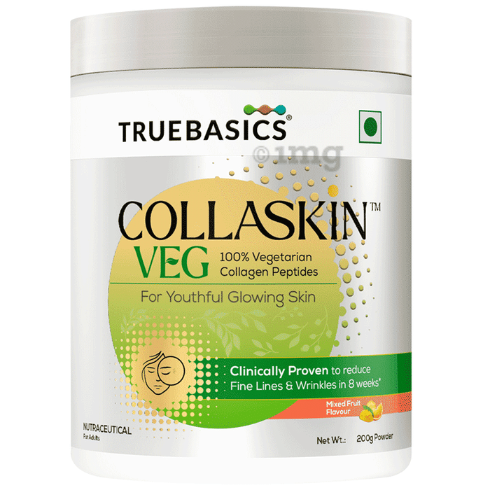 TrueBasics Collaskin Vegetarian Collagen Peptides for Youthful Glowing Skin Powder Mixed Fruit