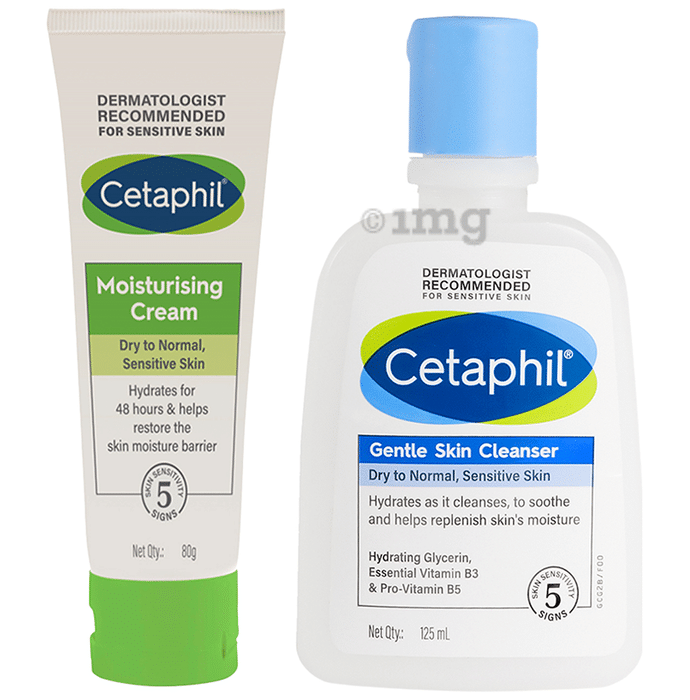Cetaphil Combo pack of Gentle Skin Cleanser (125ml) & Moisturising Cream (80gm)