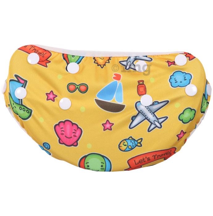 Polka Tots Medium Size Reusable Soft Swim Cloth Diaper for 12 to 24 Month Baby Travel Design