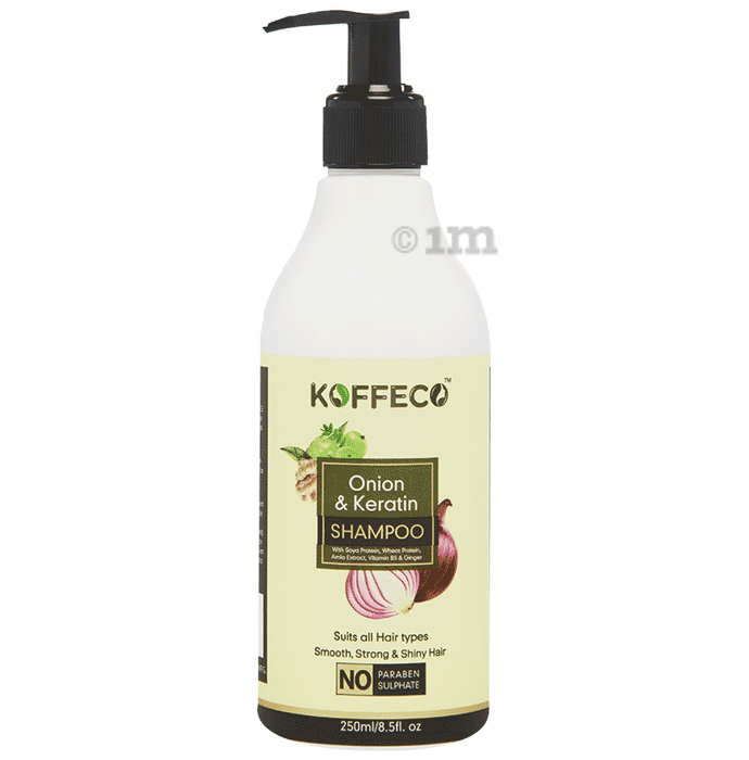 Koffeco Onion & Keratin Shampoo With Soya Protein, Wheat Protein, Amla Extract, Vitamin B5 & Ginger
