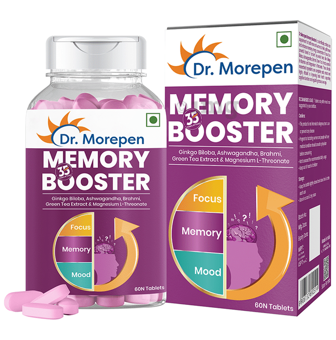 Dr. Morepen Memory Booster | With Gingko & Brahmi for Focus, Memory & Mood | Tablet