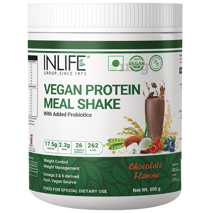 Inlife Vegan Protein Powder Meal Shake with Added Probiotics Chocolate