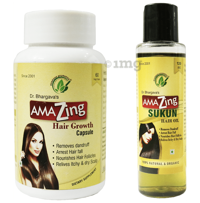 Dr.Bhargav’s Combo Pack of Amazing Hair Growth Capsule (60) & Amazing Sukun Hair Oil (120ml)