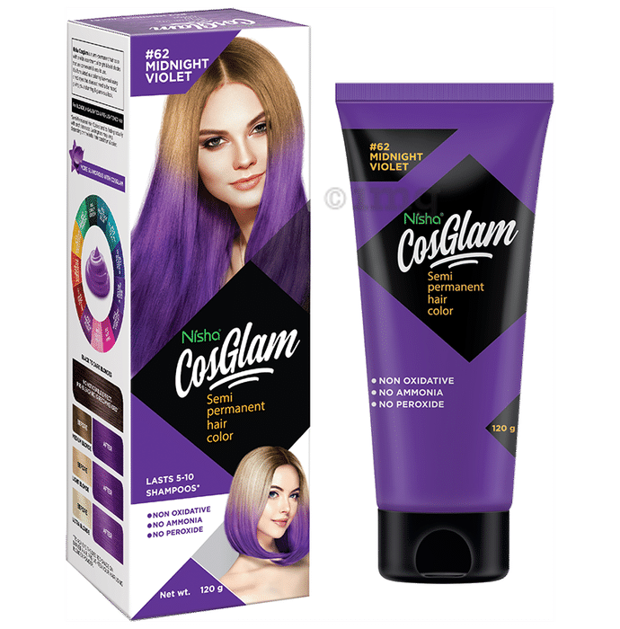 Nisha Cosglam Semi Permanent Hair Color Midnight Violet