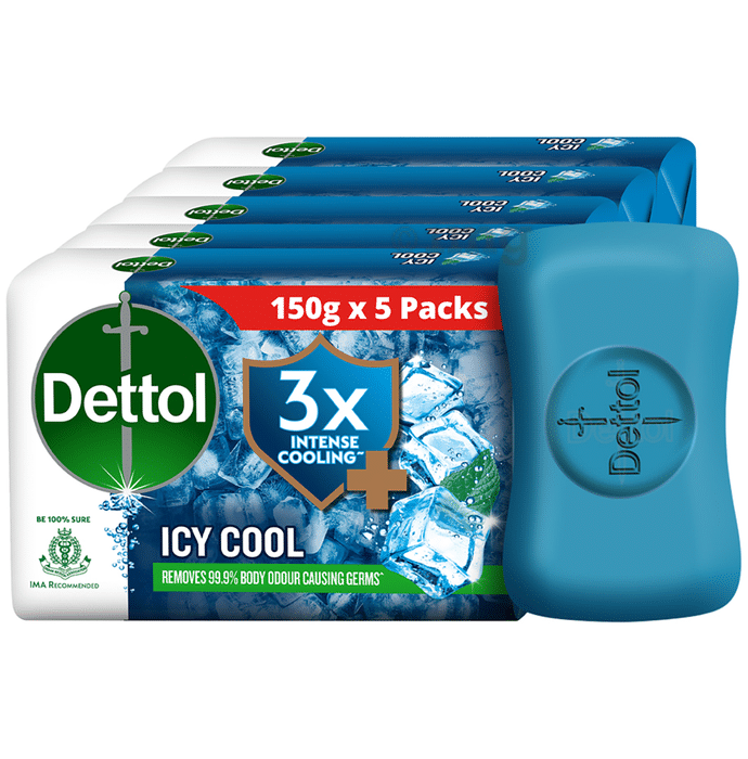 Dettol Icy Cool Bathing Soap Bar with 2X Menthol (150gm Each)