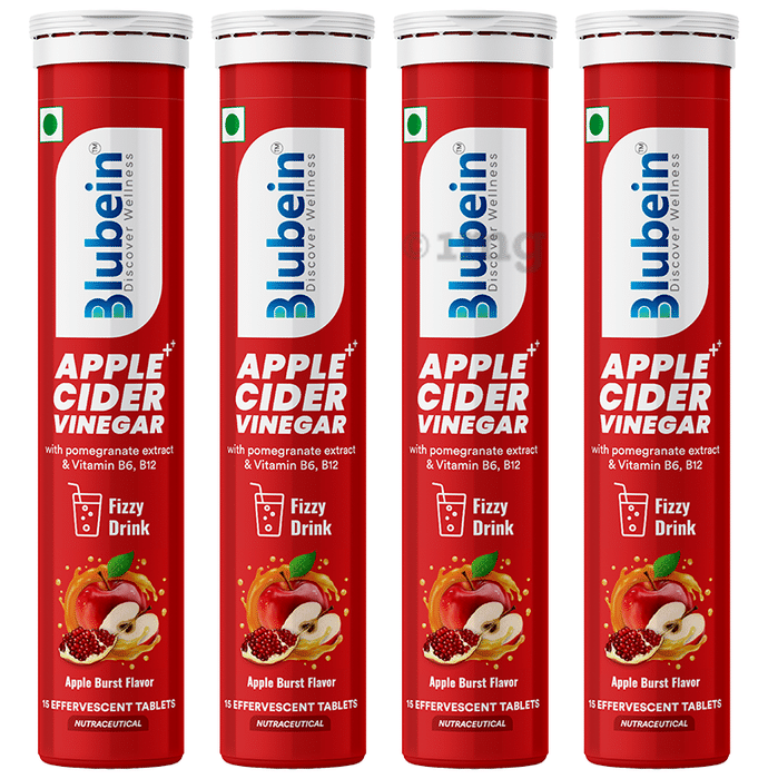Blubein Apple Cider Vinegar Effervescent Tablets with Pomegranate Extract (15 Each) Sugar Free