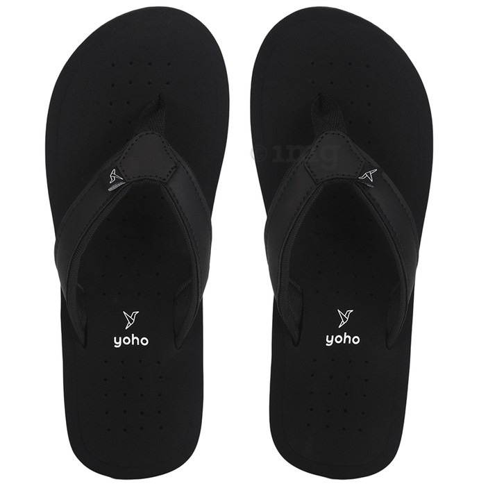 Yoho Lifestyle Ortho Soft comfortable and stylish flip flop Slipper for women ArchFlex Size 7 Black