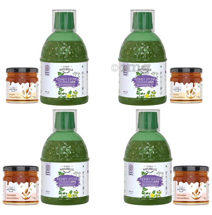 Farm Naturelle Kidney Stone Cleaner Juice (400ml Each) with 55 gm Ginger Infused Honey Free