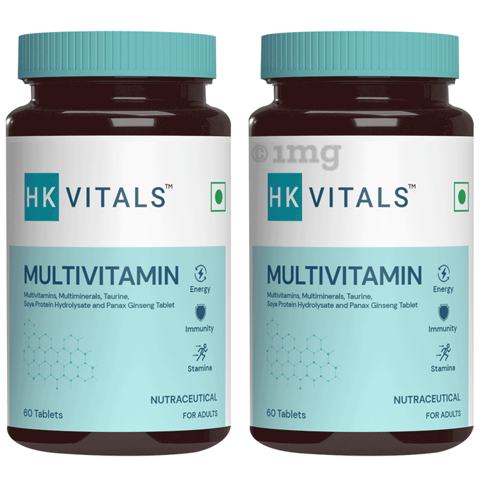 Healthkart HK Vitals Multivitamin Multimineral, Amino Acids, Taurine & Ginseng Extract Tablet (60 Each)