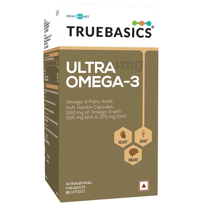 TrueBasics Ultra 1250mg Omega 3 with EPA & DHA for Heart, Joints & Eyes Health | Soft Gelatin Capsule