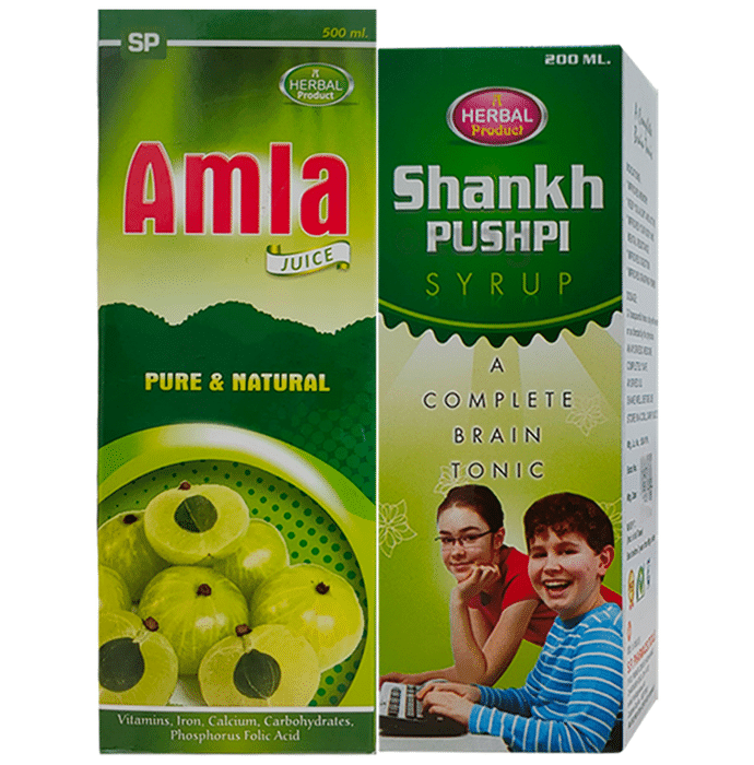 S.P Pharmaceuticals Combo Pack of Shankhpushpi Syrup (200ml) & Amla Juice (500ml)
