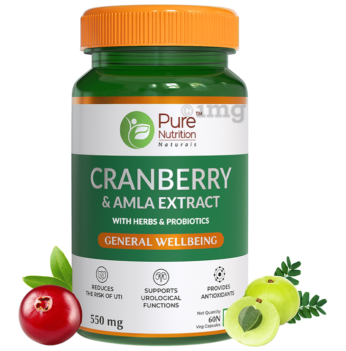Pure Nutrition Cranberry & Amla Extract 550mg Veg Capsule