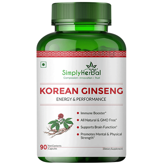 Simply Herbal Korean Ginseng Vegetarian Capsules