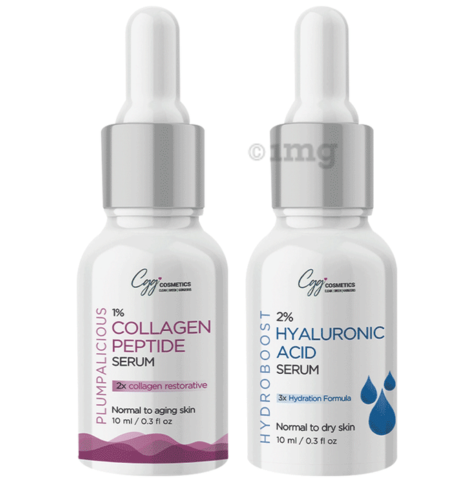 CGG Cosmetics Combo Pack of 1% Collagen Peptide & 2% Hyaluronic Acid Serum (10ml Each)