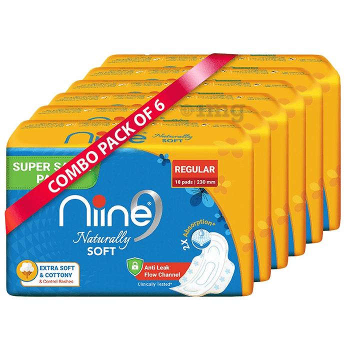 Niine Naturally Soft Pads for Women (18 Each) Regular Super Saver Pack