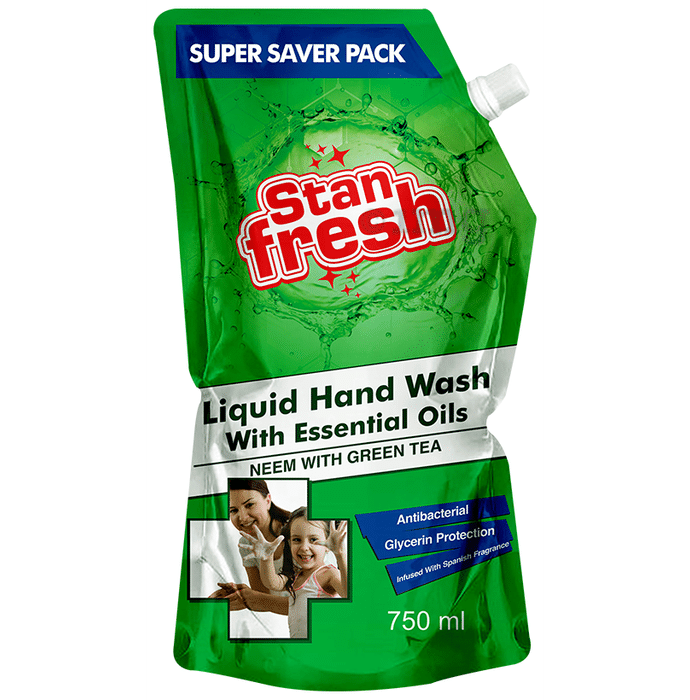 Stanfresh Liquid Handwash with Essential Oil (750ml Each) Neem with Green Tea