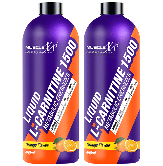 MuscleXP Liquid L-Carnitine 1500 Metabolic Energizer (450ml Each) Orange