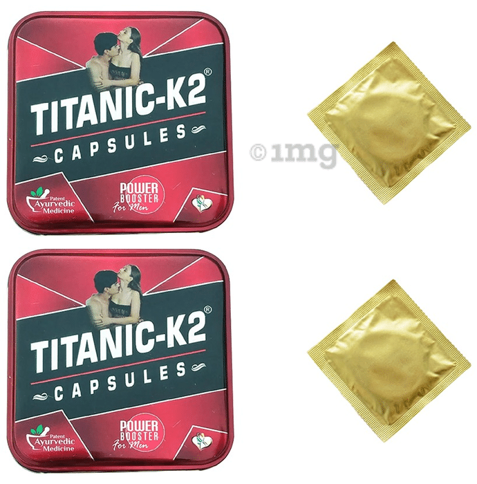 Titanic K2 Power Booster Capsule for Men (6 Each) with 2 Condom Free