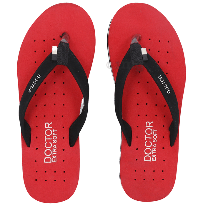 Doctor Extra Soft Ortho Care Orthopaedic Diabetic Pregnancy Comfort Flat Flipflops Slippers For Women 3 Red