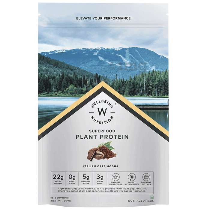 Wellbeing Nutrition Superfood Plant Protein for Muscle Growth & Metabolism | Flavour Powder Italian Cafe Mocha