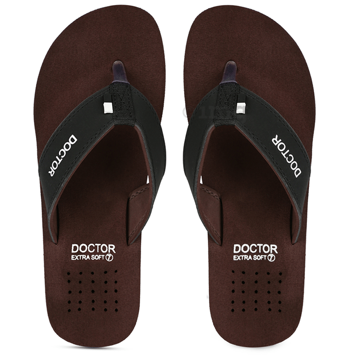 Doctor Extra Soft D24 Orthopaedic | Diabetic | Comfortable | MCR | Flip-Flop for Men Brown 13