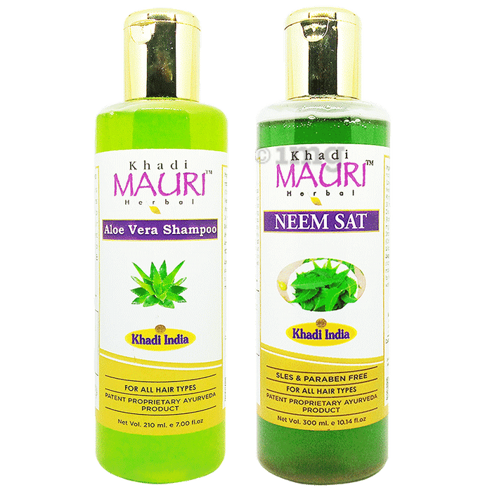 Khadi Mauri Herbal Combo Pack of  Aloe Vera & Neem Shampoo (210ml Each)