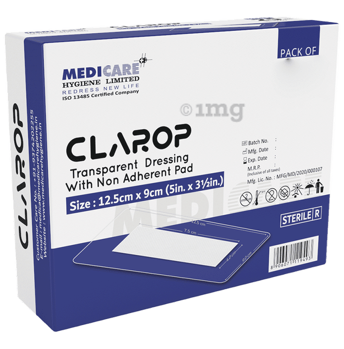 Medica Clarop Transparent Dressing with Non Adherent Pad 9cm x 12.5cm