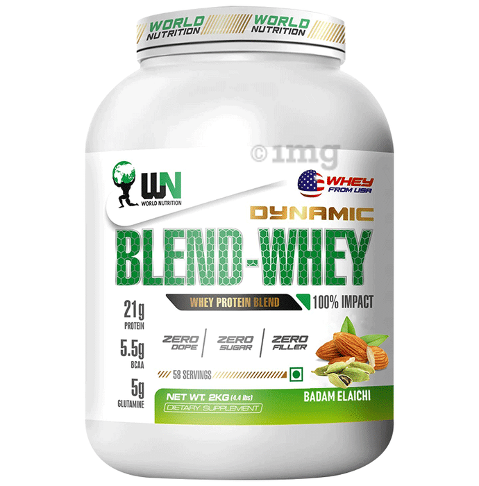 WN World Nutrition Dynamic Blend-Whey Protein Blend Powder Badam Elaichi
