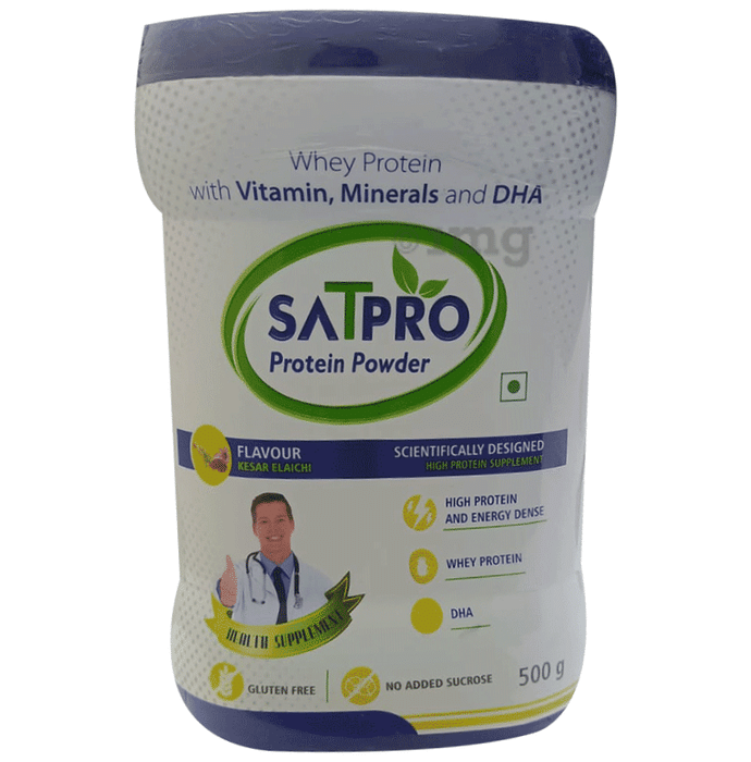 Satpro Protein with Calcium, Iron & Folic Acid | Sugar Free | Flavour Powder Kesar Elaichi