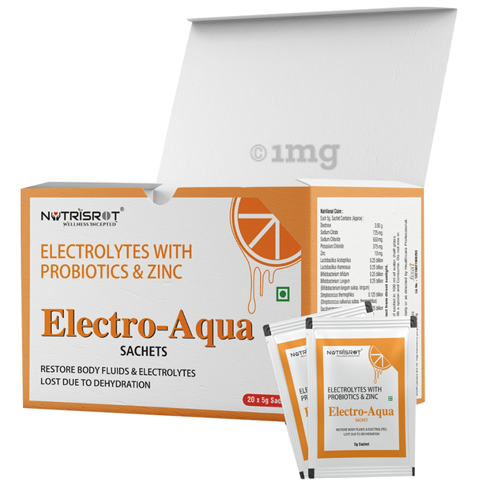 Nutrisrot Electro-Aqua ORS Sachet for Dehydration with Electrolytes, Probiotics & Vitamin C