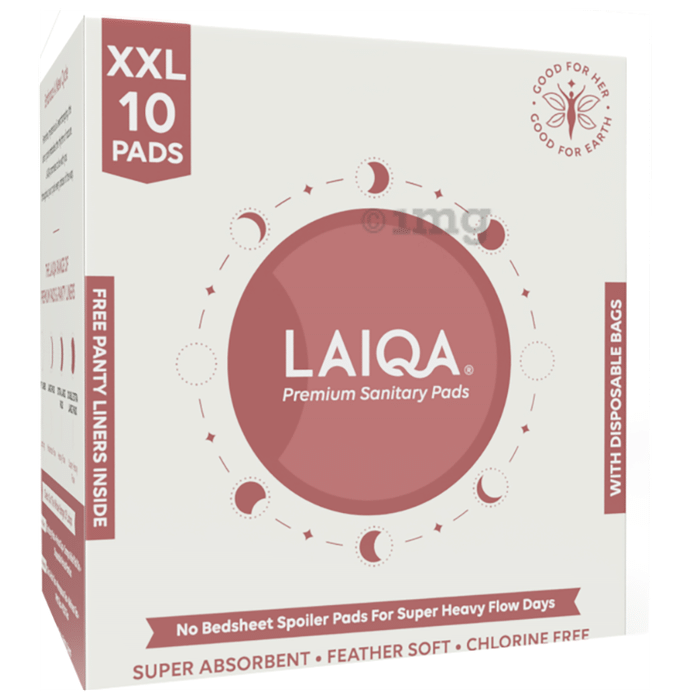 Laiqa Premium Sanitary Pads (10 Each) with (3) Pantyliner Free XXL