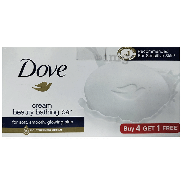 Dove Cream Beauty Bathing Bar for Nourished Skin (125gm Each) Buy 4 Get 1 Free