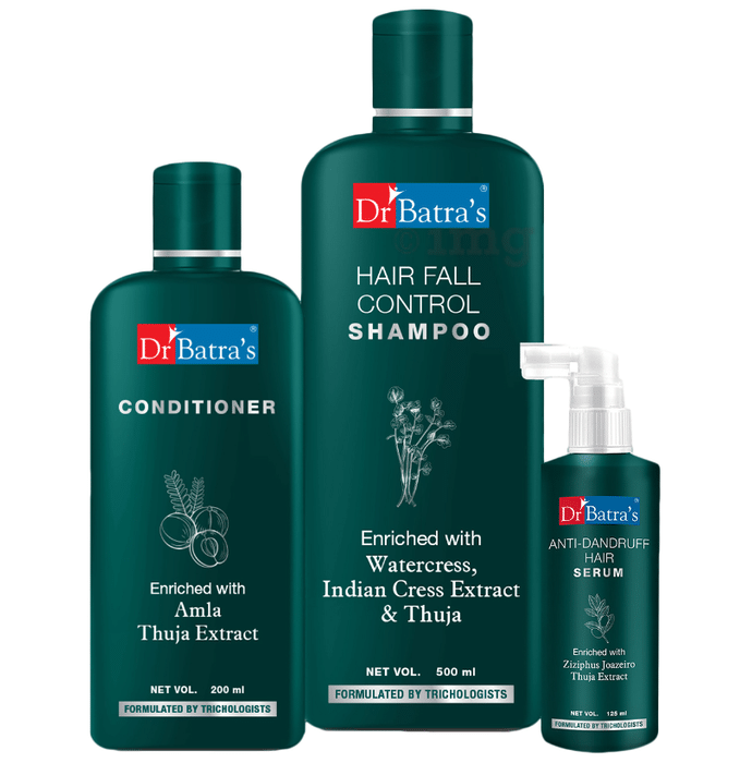 Dr Batra's Combo Pack of Anti-Dandruff Hair Serum 125ml, Conditioner 200ml and Hair Fall Control Shampoo 500ml